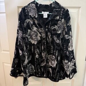 NWT DRESS BARN Black/White‎ Floral Tapestry Reversible Blazer Women Sz 20 W